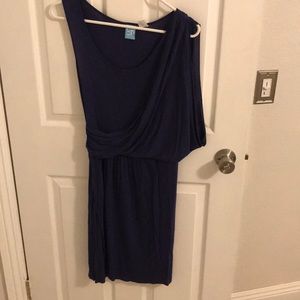 Draped blue dress